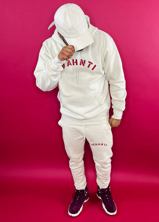 Cream/Burgundy | Avahnti Exclusive Sig. UNISEX Jogger Set