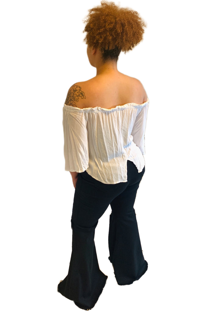 Distressed Knee Bell Bottoms | Black | Plus Size