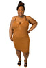 Get Ready For Fall | Plus Size Button Brown Dress