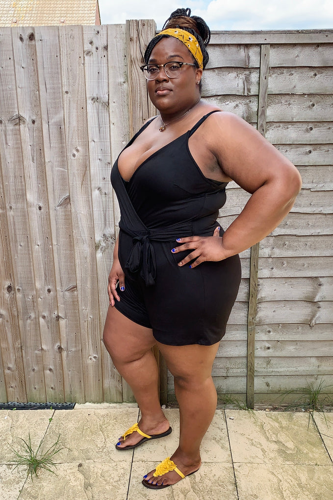 black plus size romper 