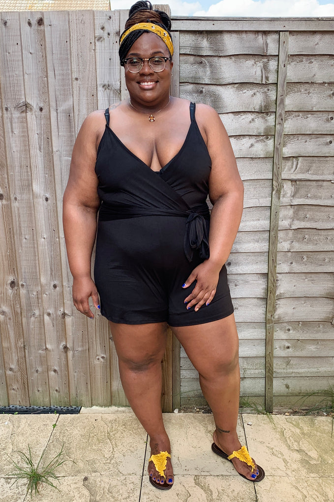 black plus size romper 