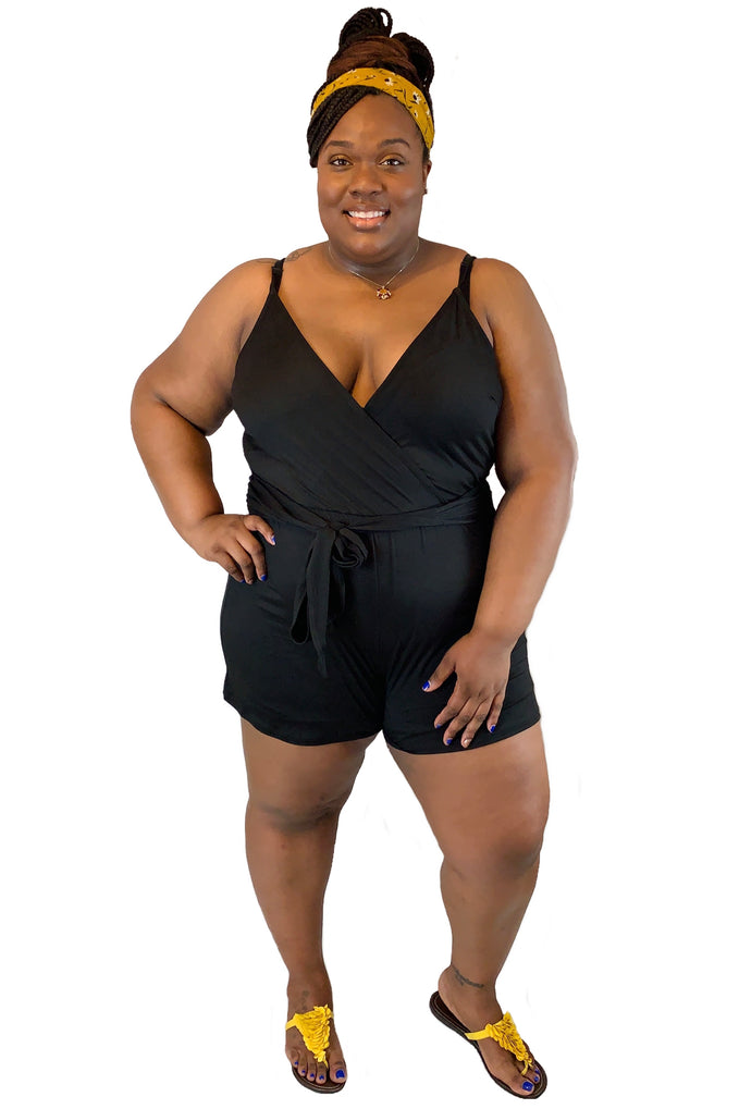 black plus size romper 