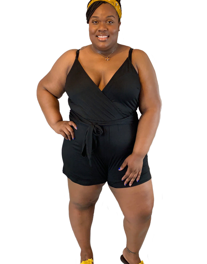 black plus size romper 