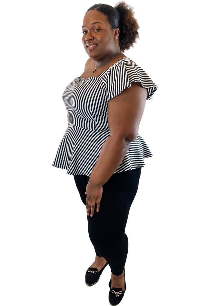 plus size ruffled off the shoulder top 