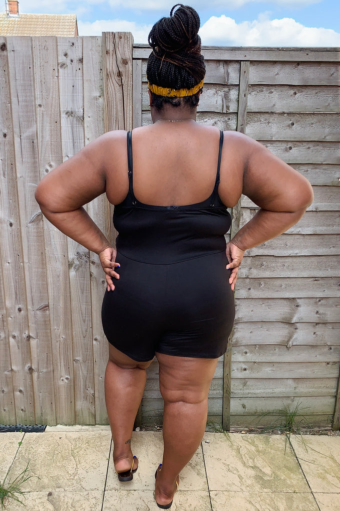 black plus size romper 