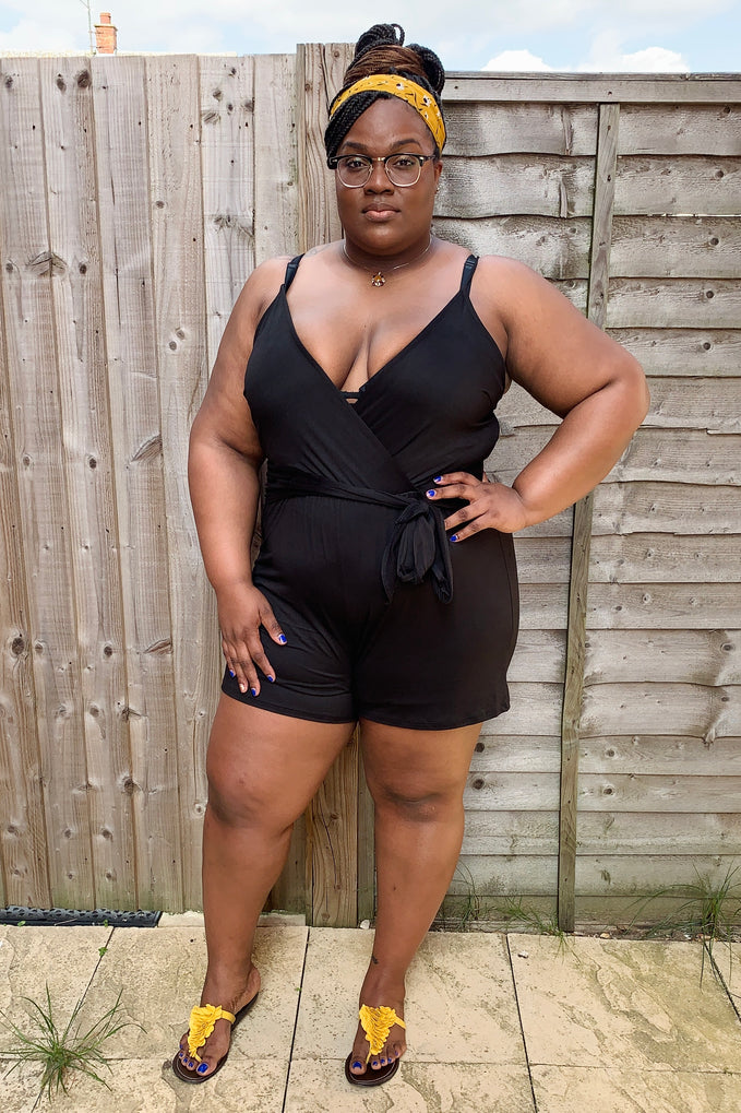 black plus size romper 