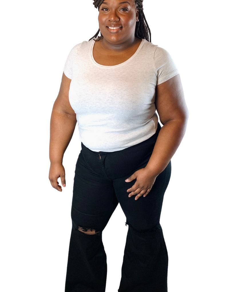 Distressed Knee Bell Bottoms | Black | Plus Size