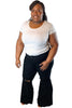 Distressed Knee Bell Bottoms | Black | Plus Size