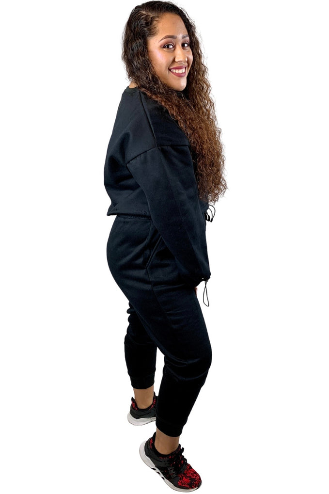 Just Chillin' | Black | Slightly Cropped Jogger Set | Plus Size