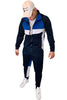 Navy Blue Color Block Tracksuit | Blue and White