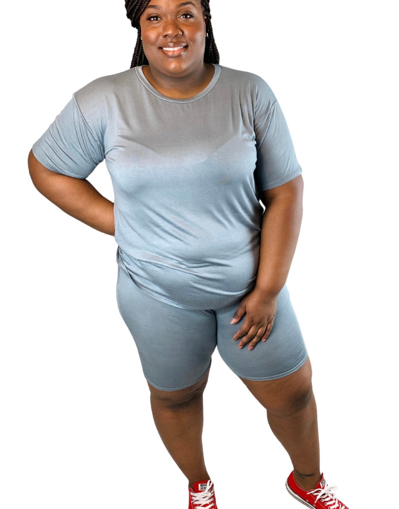 Easy Breezy Biker Short Set | Grey | Curvy-Plus Size