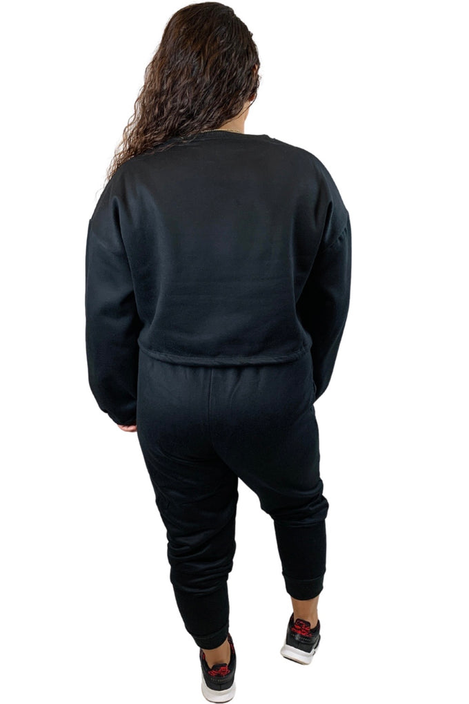 Just Chillin' | Black | Slightly Cropped Jogger Set | Plus Size