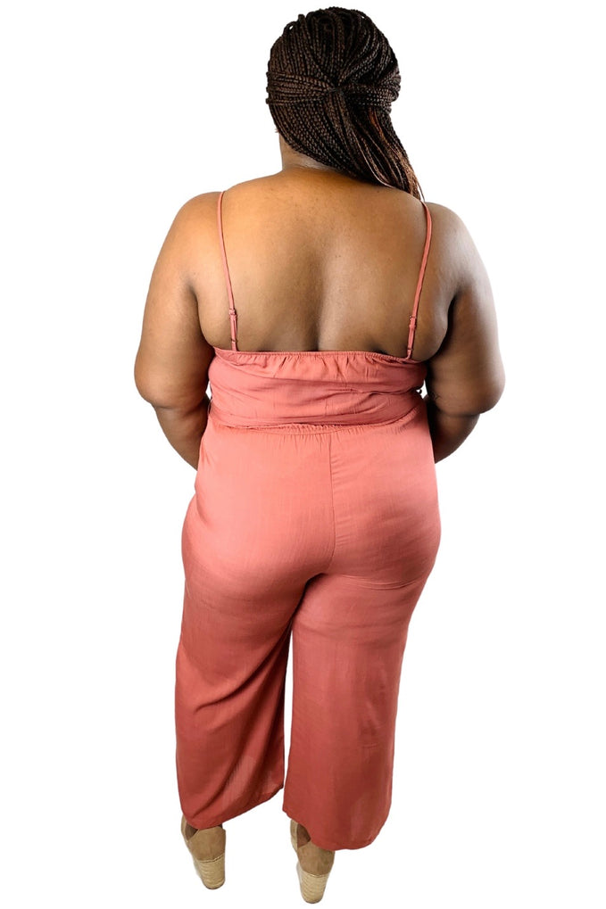 Love My Curves | Pink | Button Front Jumpsuit | Plus Size