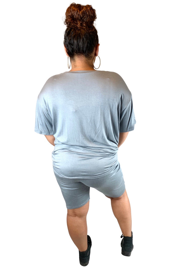 Easy Breezy Biker Short Set | Grey | Curvy-Plus Size