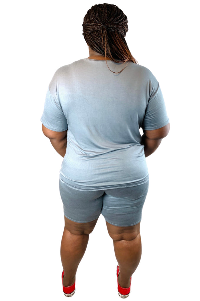 Easy Breezy Biker Short Set | Grey | Curvy-Plus Size